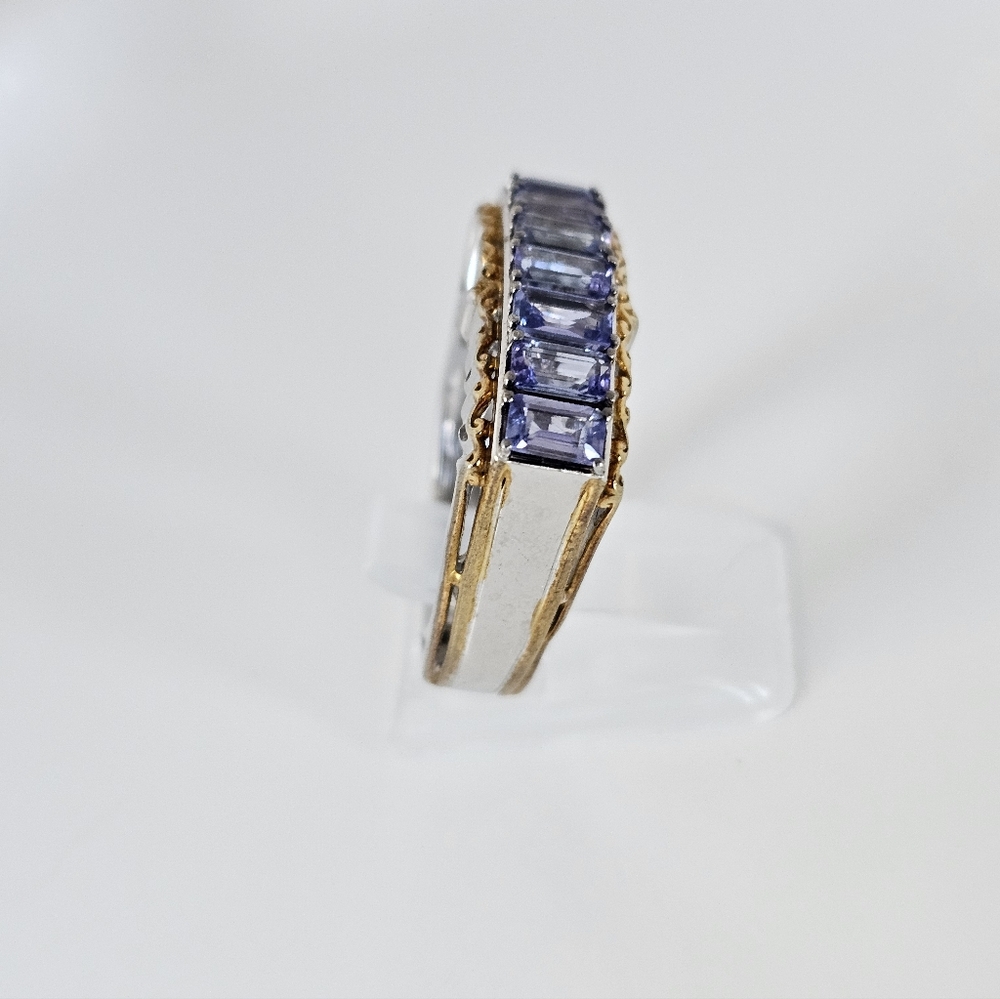 Gems En Vogue Genuine Tanzanite Ring In Palladium Sterling Silver 18K Size 8! - Picture 4 of 7